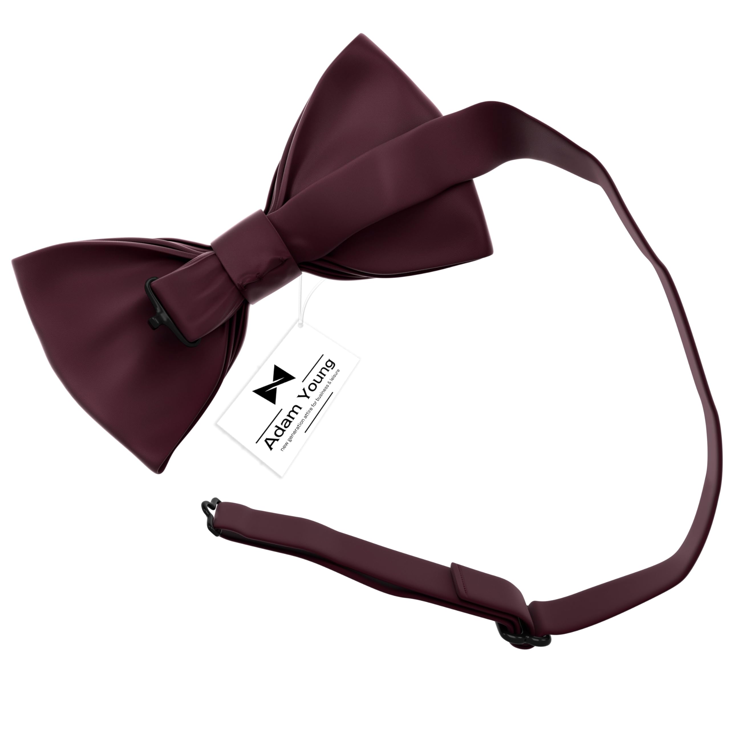 Adam Young Men's Bow Ties with Handkerchief & Cufflinks Pre-Tied Style Formal Satin Classic Bowtie for Tuxedo Faux Silk - Image 3