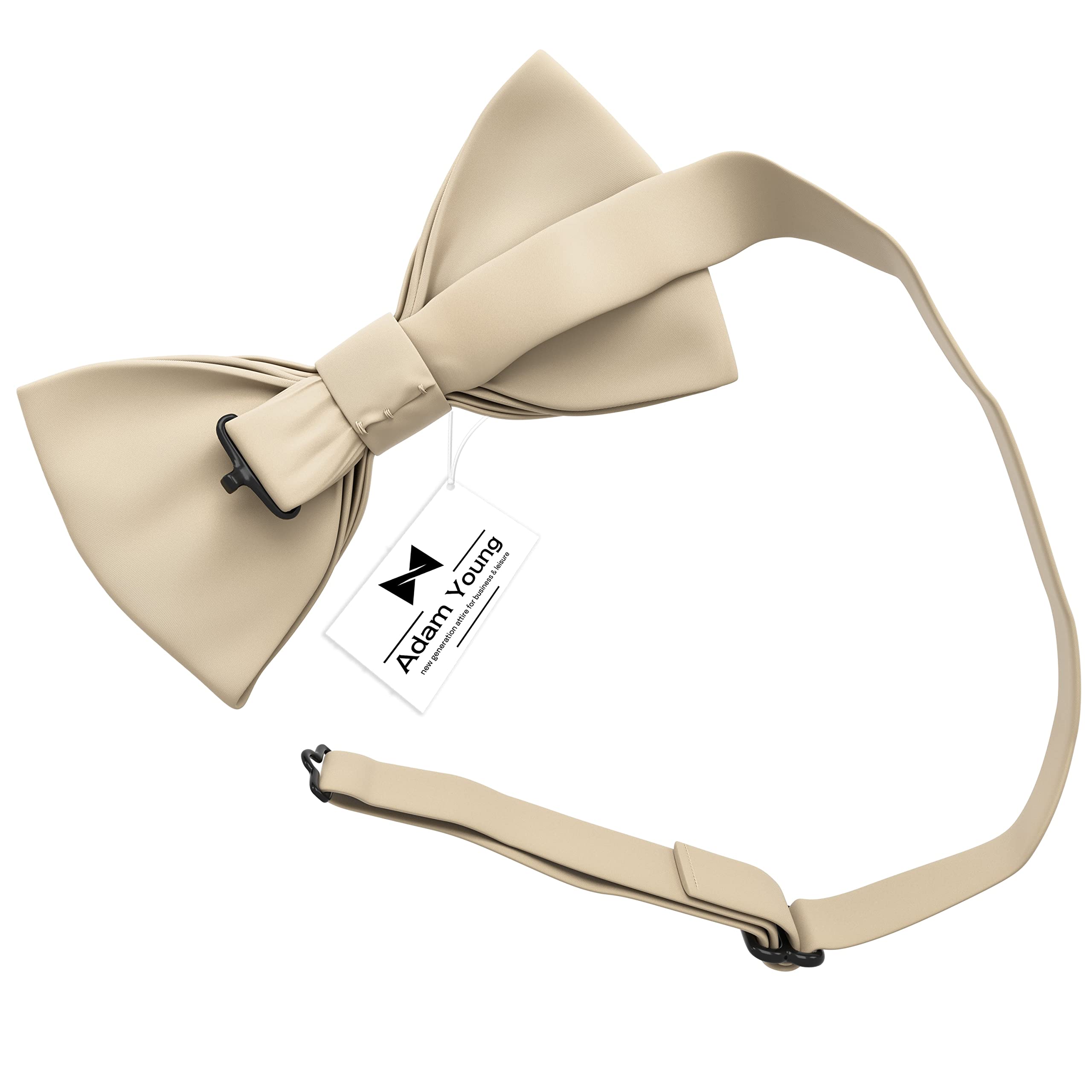 Adam Young Men's Bow Ties with Handkerchief & Cufflinks Pre-Tied Style Formal Satin Classic Bowtie for Tuxedo Faux Silk - Image 3